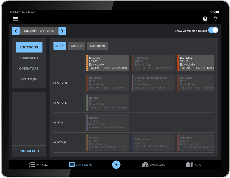 Deswik Operator Software in Tablet