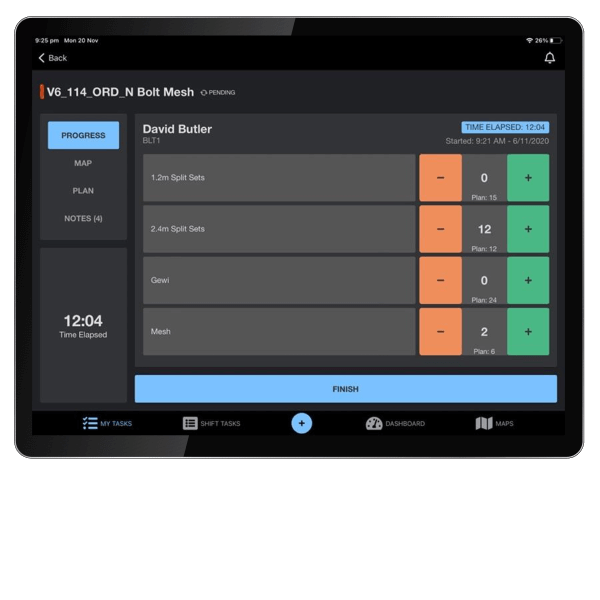 Deswik Ops Software on Tablet